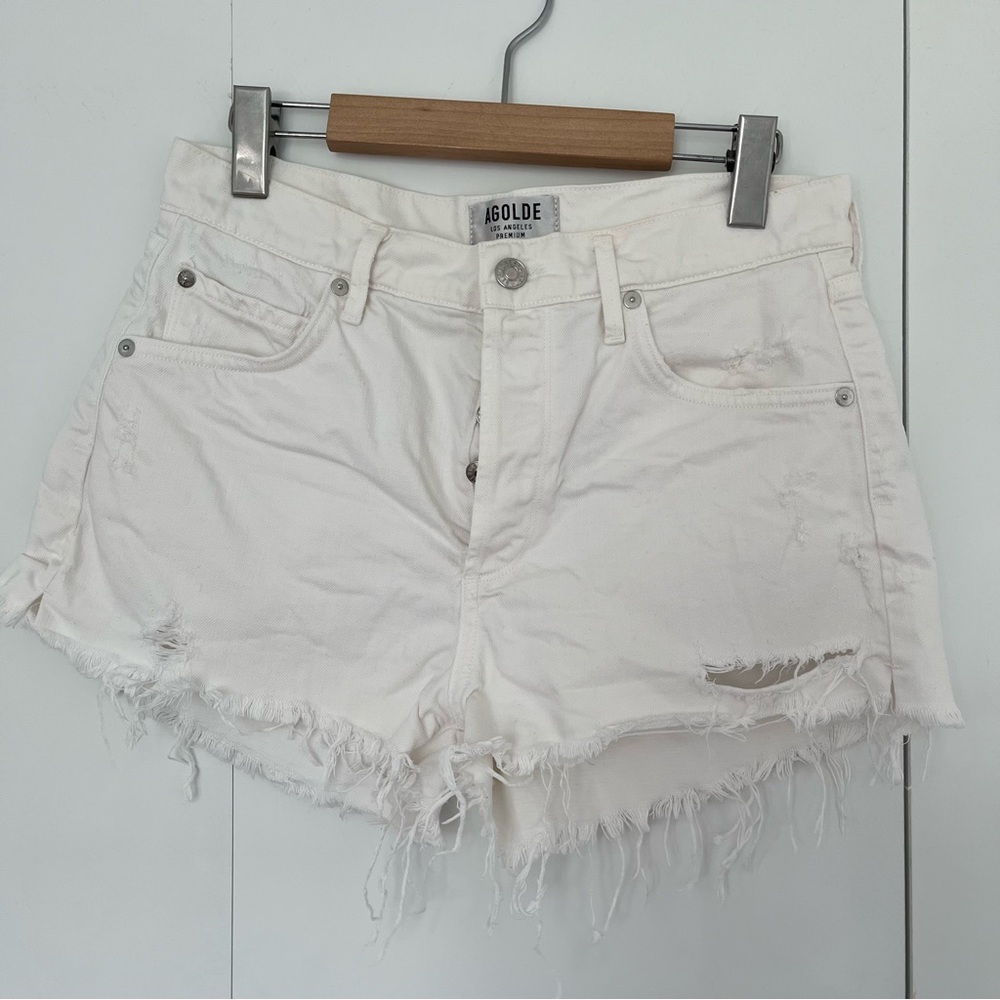 Aritzia❣️AGOLDE White denim shorts